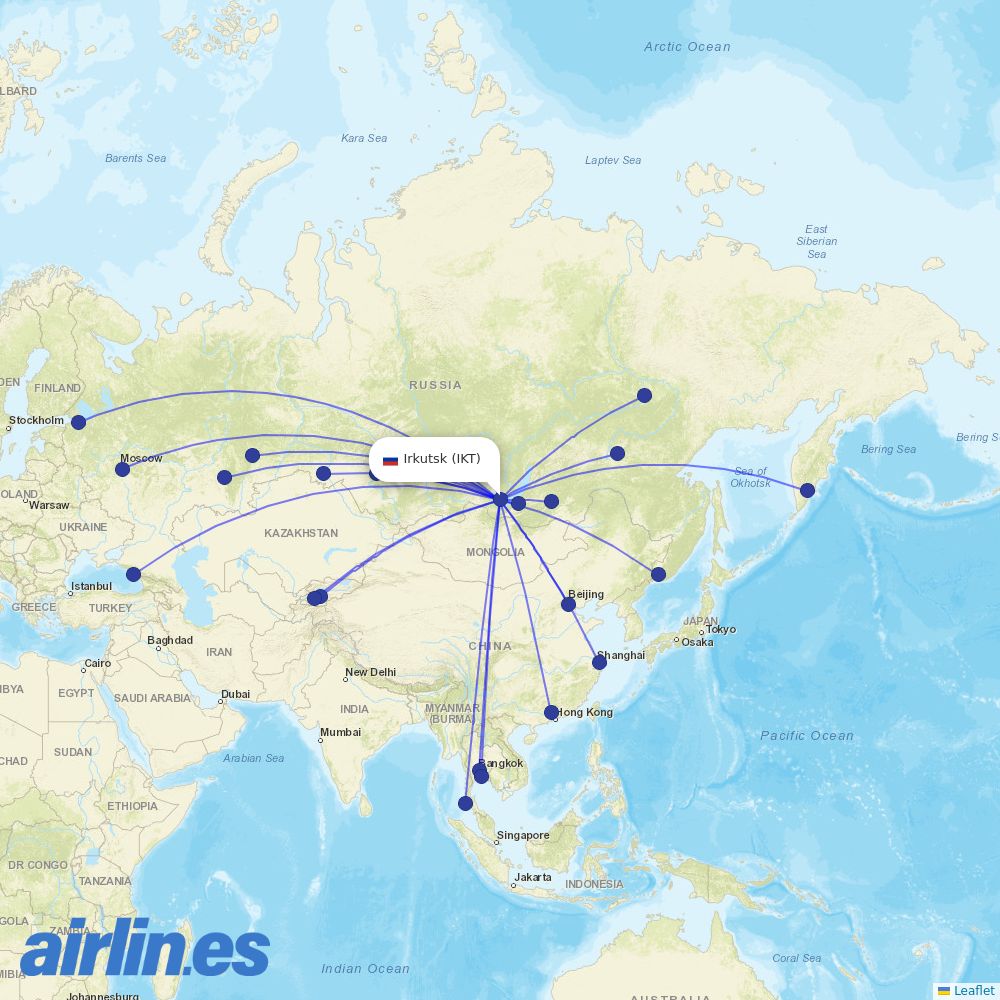 S7 Airlines at IKT route map