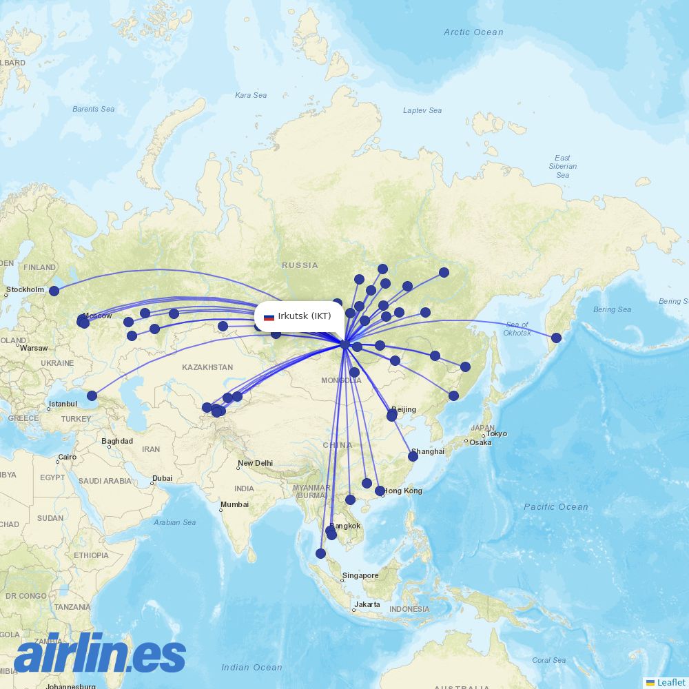 Ural Airlines at IKT route map