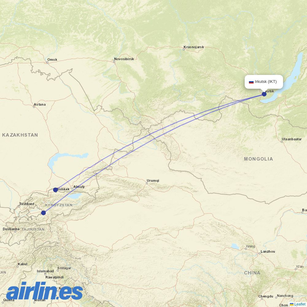 Avia Traffic Company at IKT route map