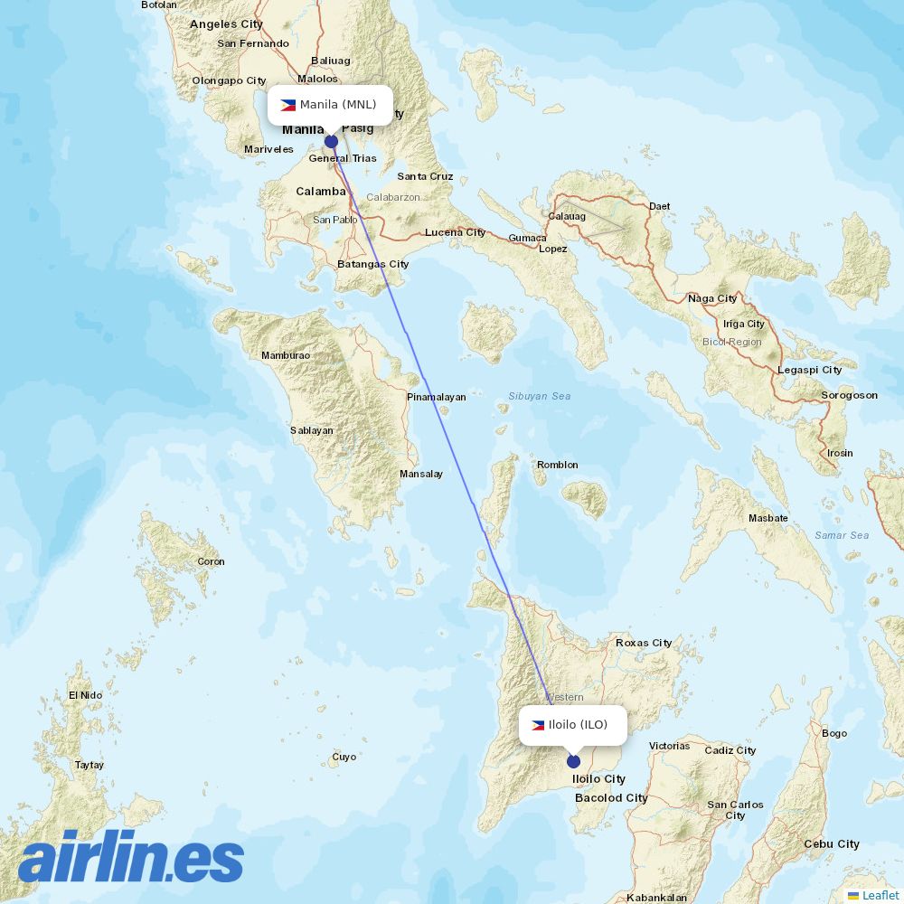 Philippines AirAsia from Iloilo International Airport destination map