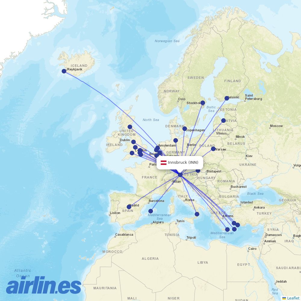 Eurowings from Innsbruck destination map