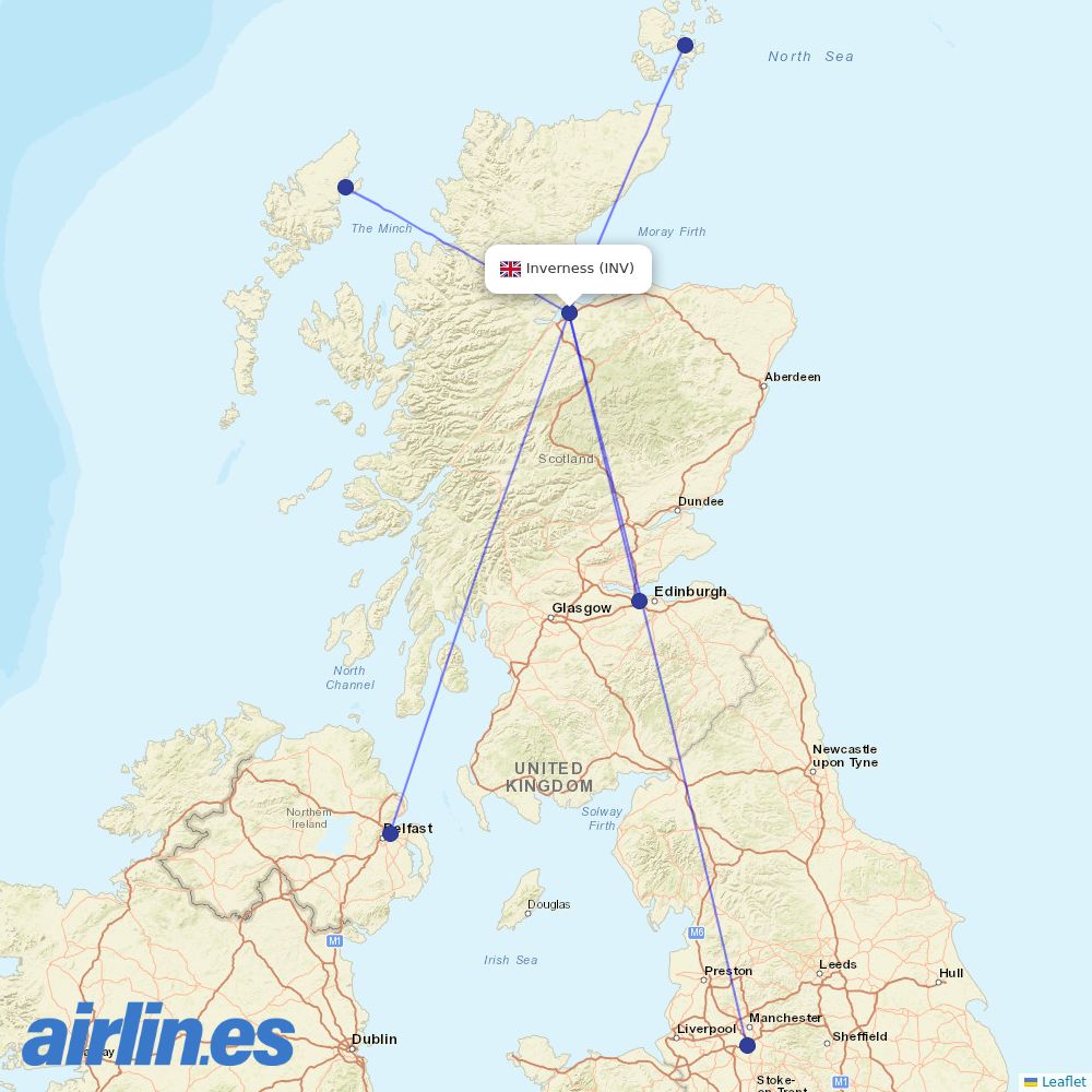 Loganair from Inverness destination map