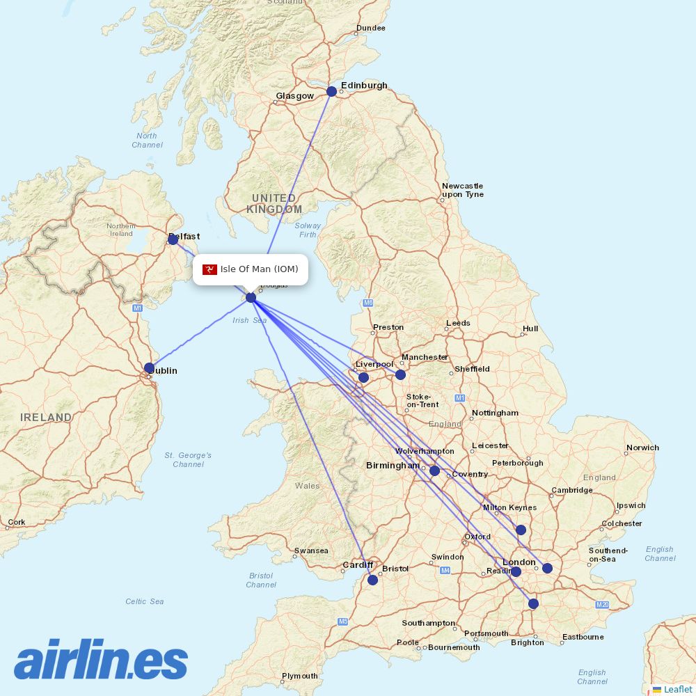 Aer Lingus from Isle of Man destination map