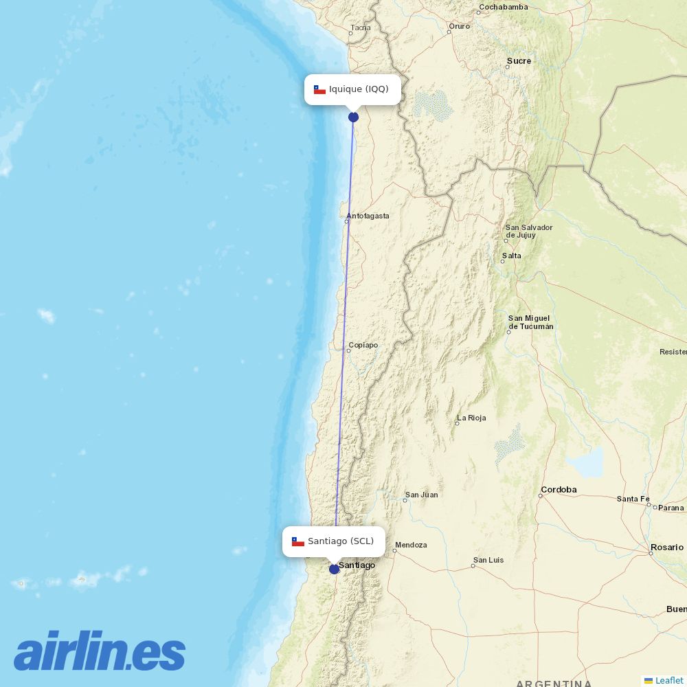 LATAM Airlines from Diego Aracena International destination map