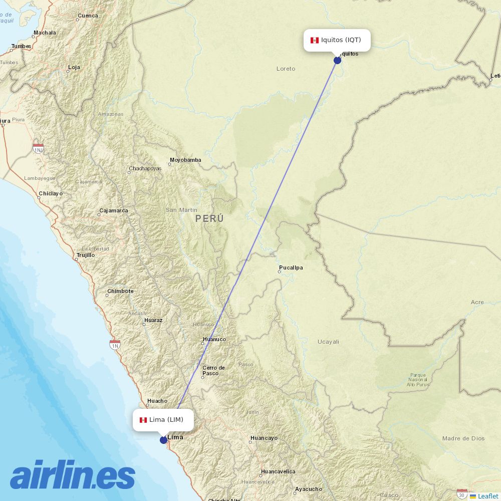Sky Airline at IQT route map