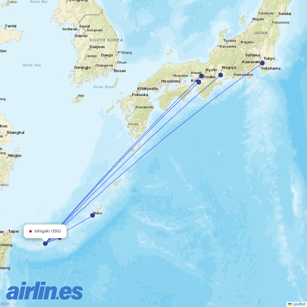 ANA from Ishigaki destination map