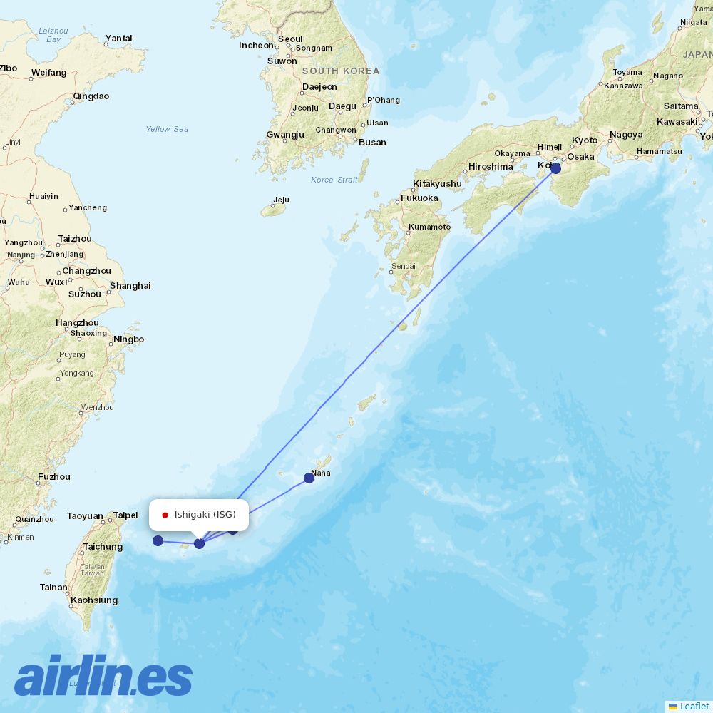 Japan Transocean Air from Ishigaki destination map
