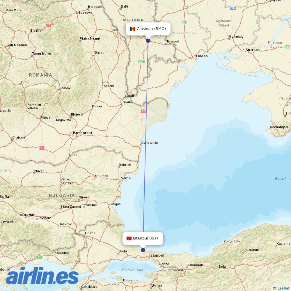 Fly One at IST route map
