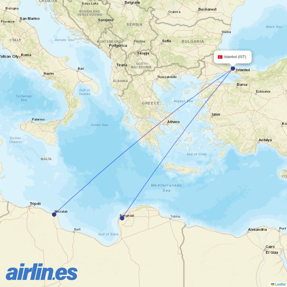 Berniq Airways at IST route map