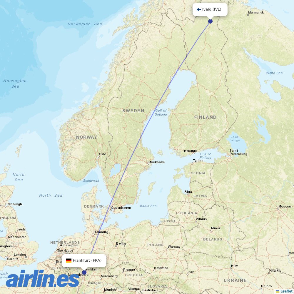 Lufthansa from Ivalo destination map