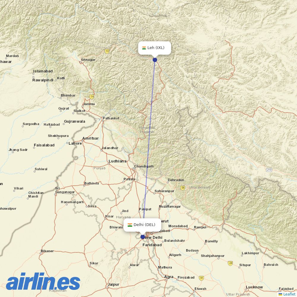 SpiceJet at IXL route map