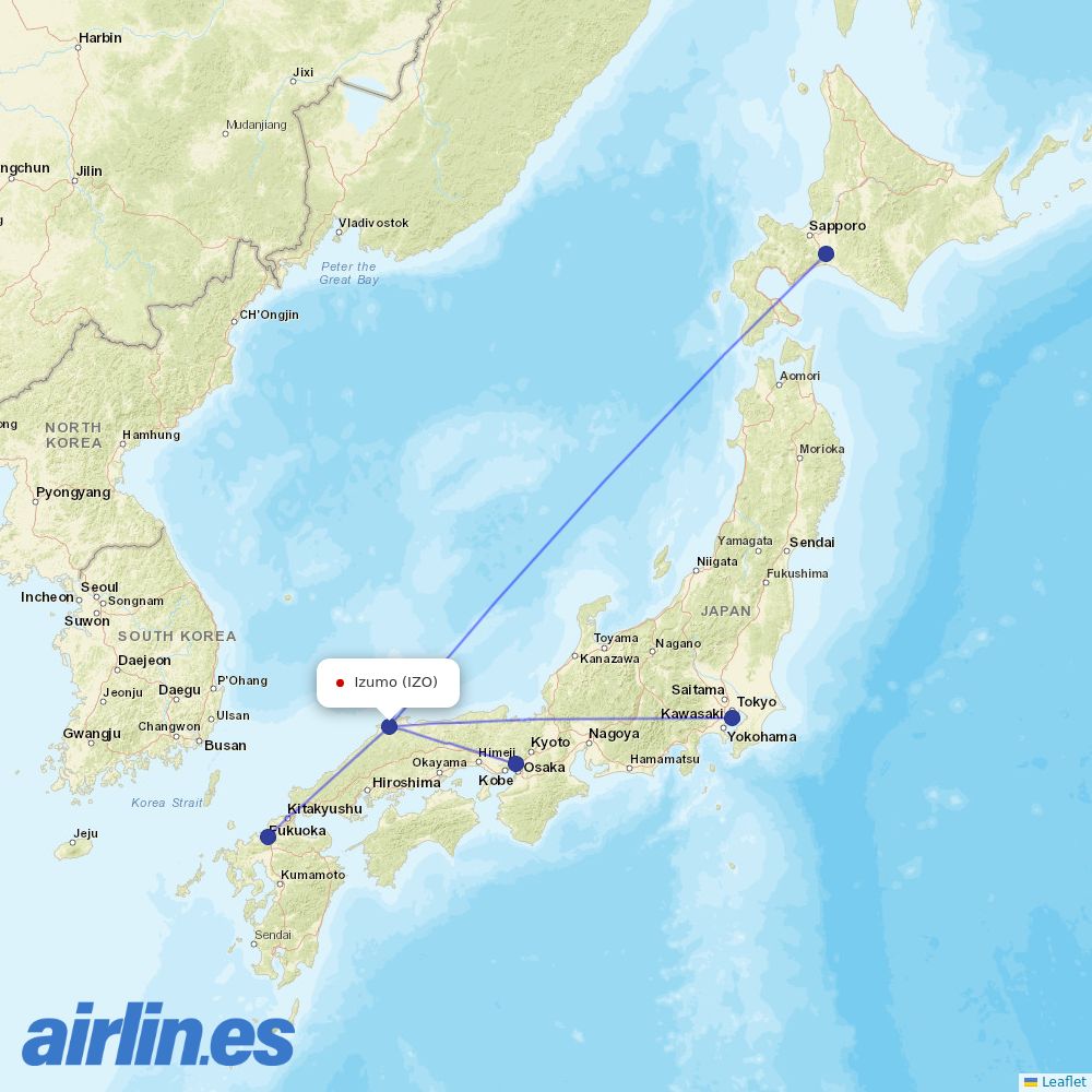 JAL at IZO route map