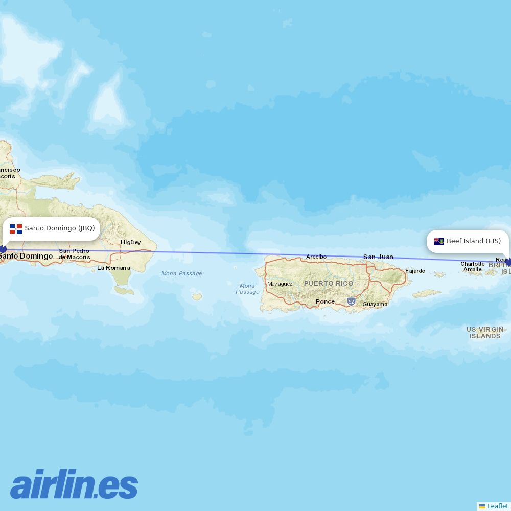 Sunrise Airways at JBQ route map