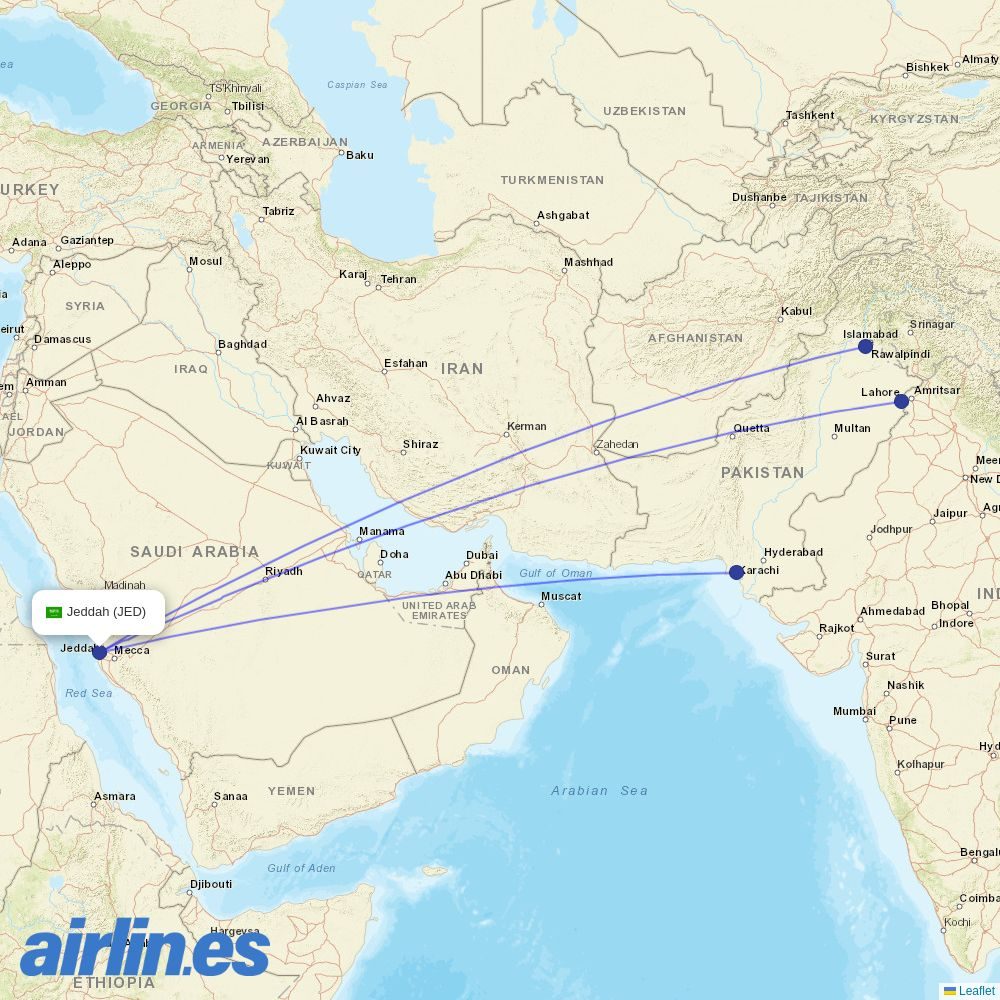 FJ at JED route map
