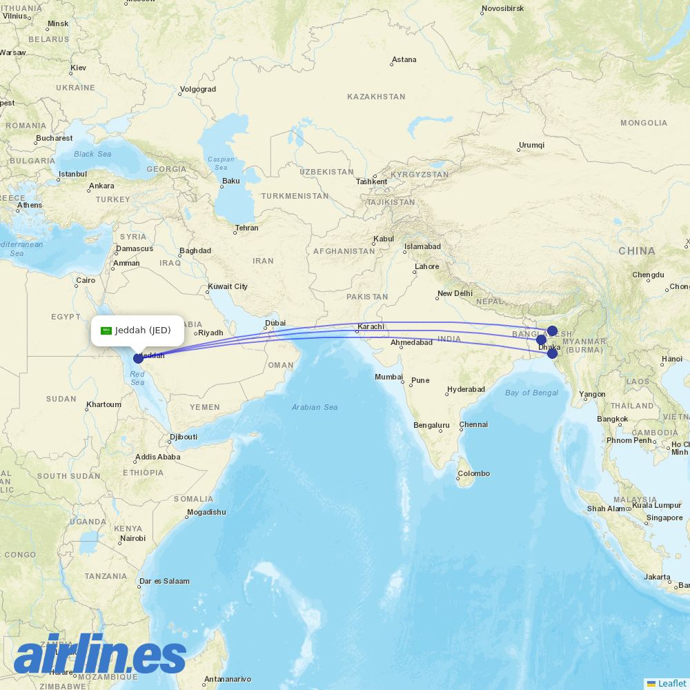 Biman at JED route map