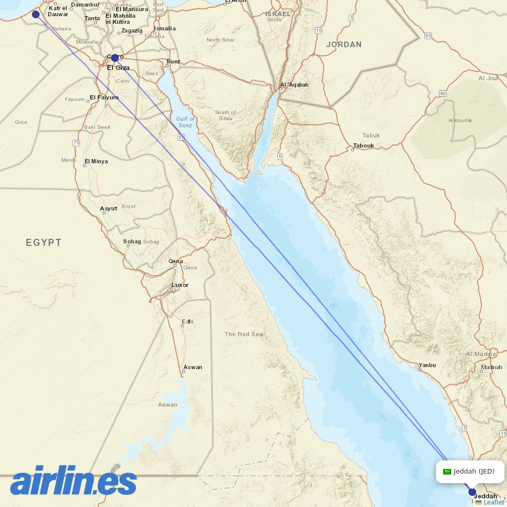 Air Arabia Egypt at JED route map