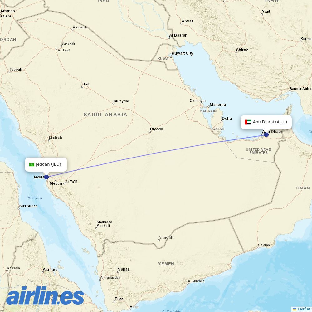 Etihad at JED route map