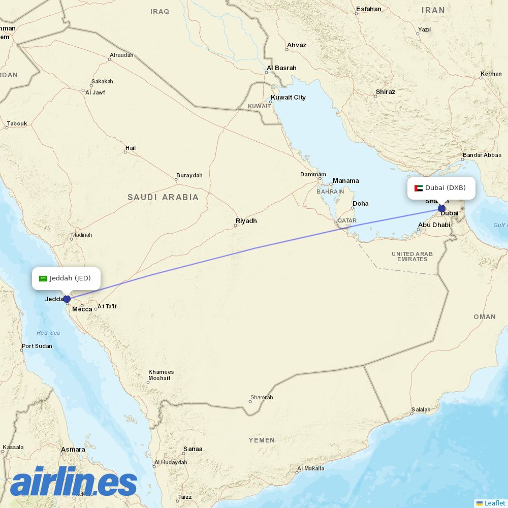 flydubai at JED route map