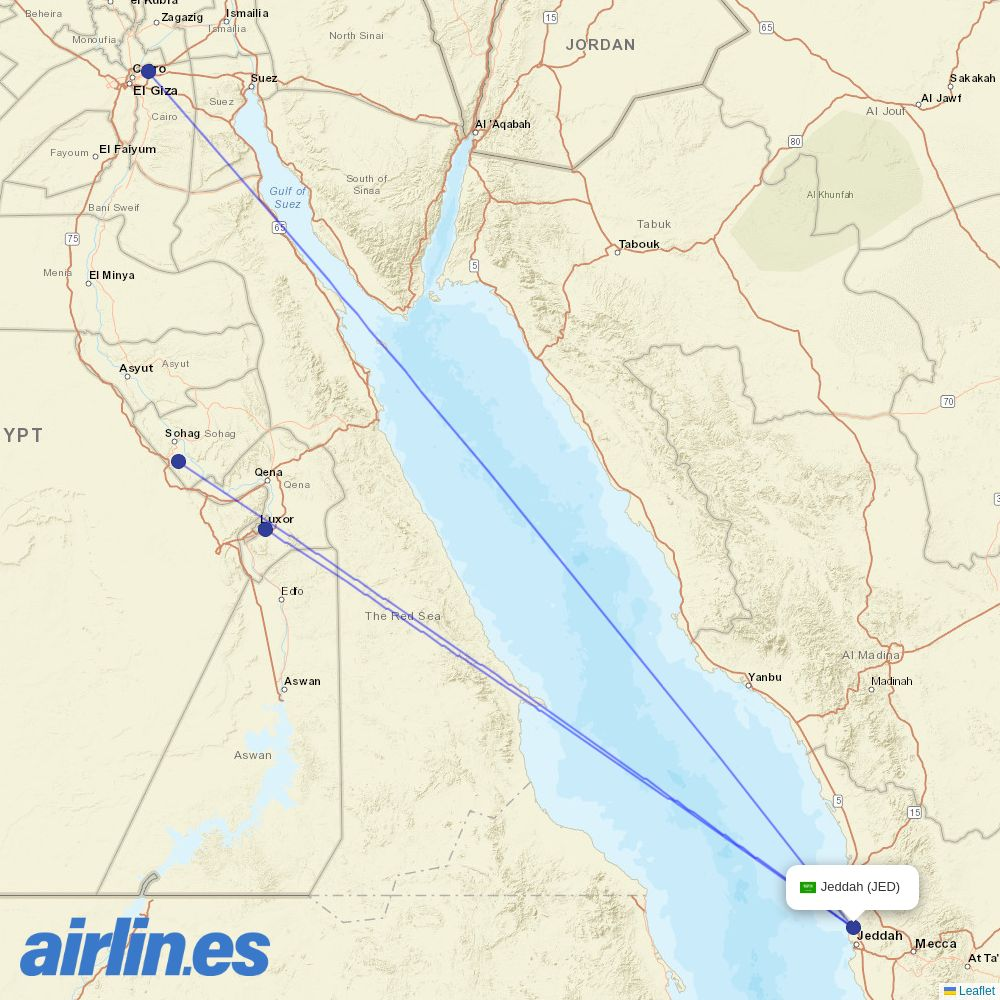 Nesma Airlines at JED route map