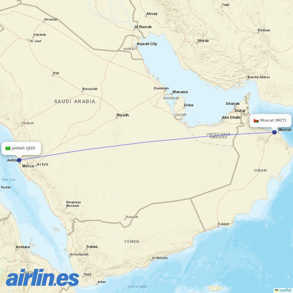 Salam Air at JED route map