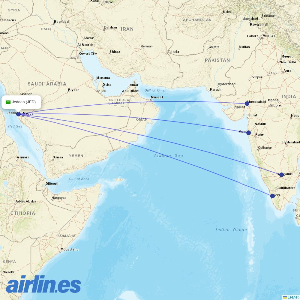 Akasa Air at JED route map