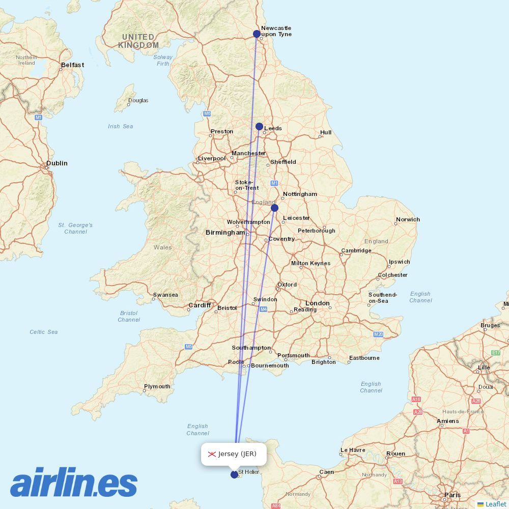 Jet2 from Jersey destination map