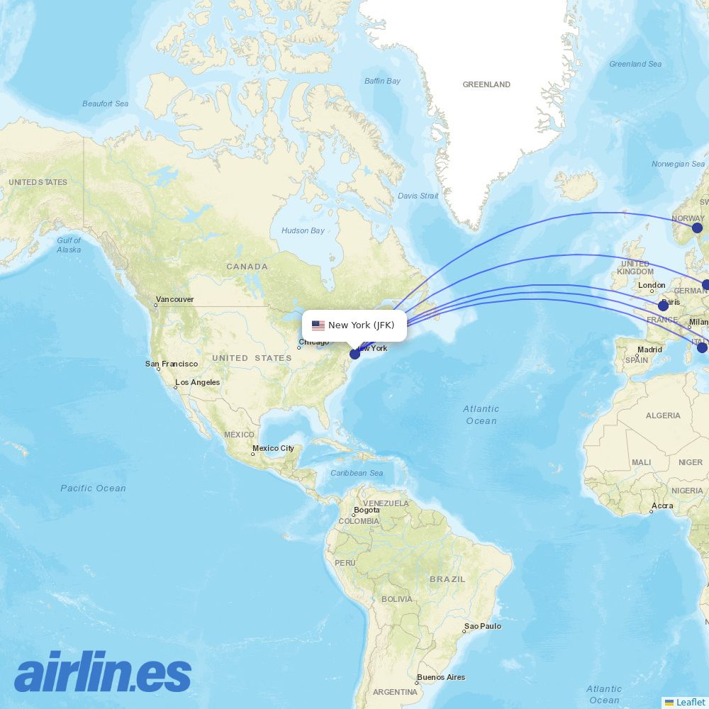 Norse at JFK route map