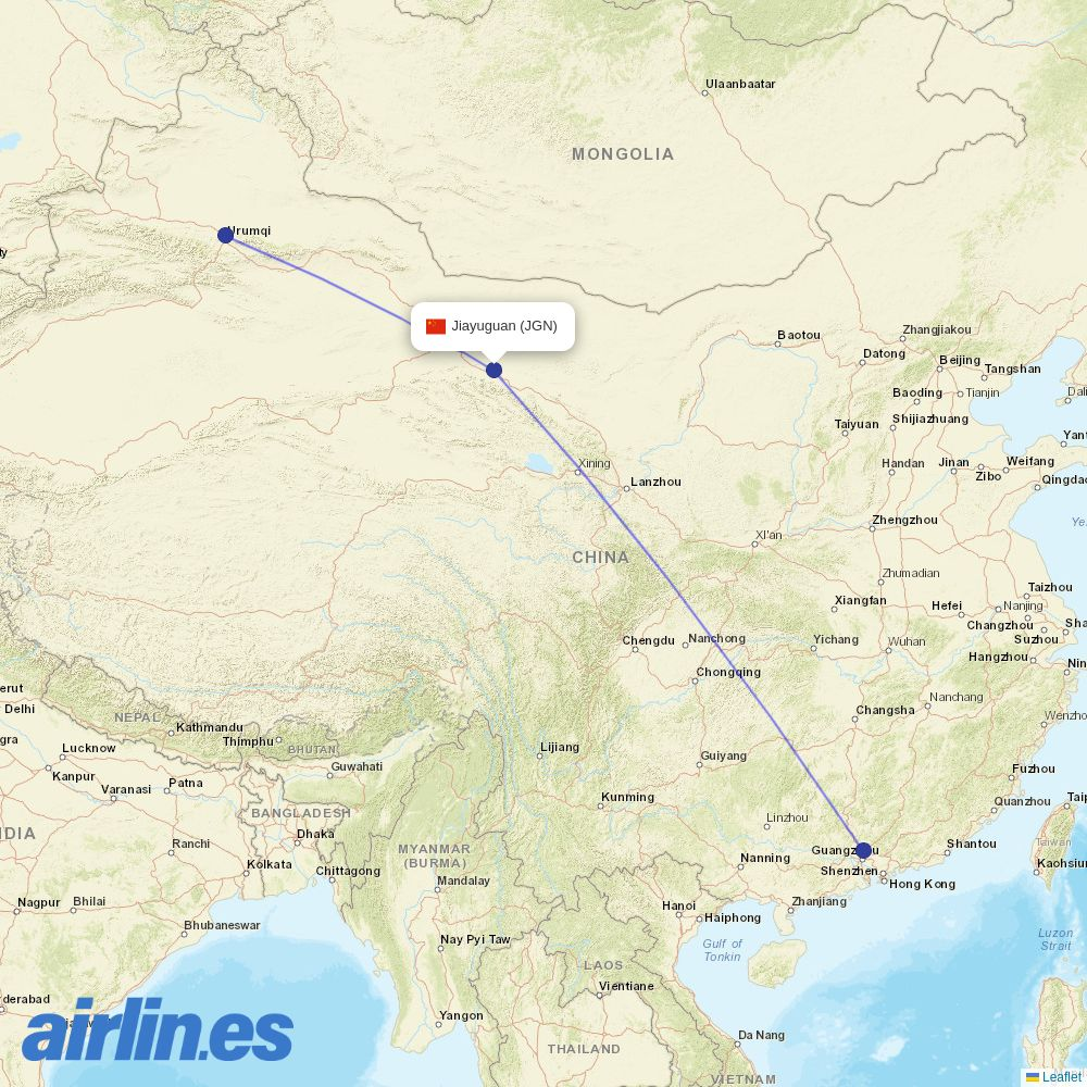 9 Air at JGN route map