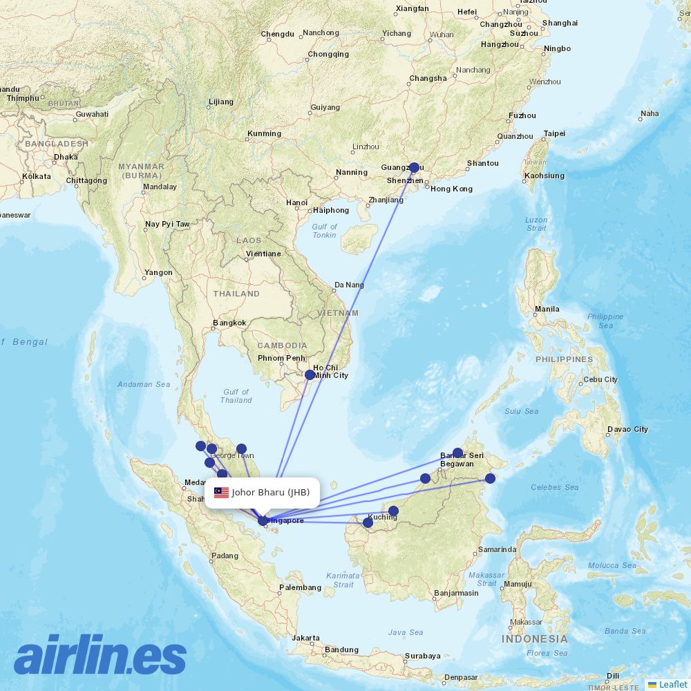 AirAsia at JHB route map