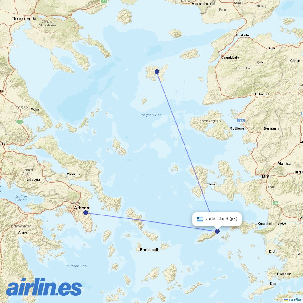 Olympic Air at JIK route map