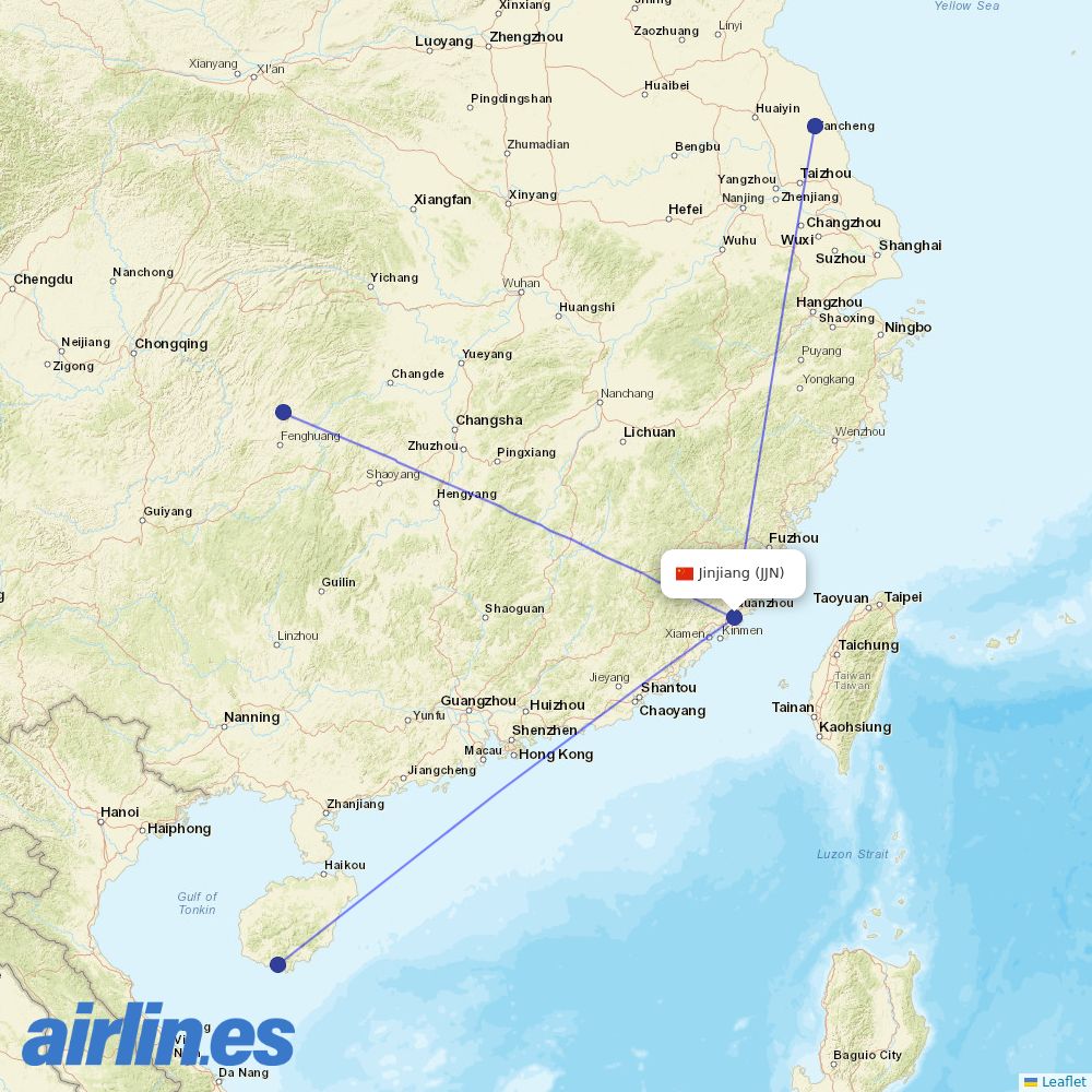 Beijing Capital Airlines from Quanzhou Airport destination map