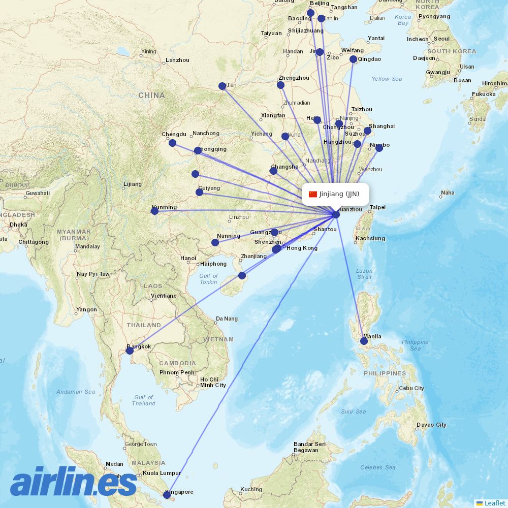 XiamenAir at JJN route map