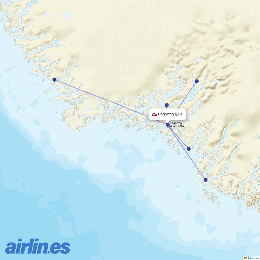 Air Greenland from Qaqortoq destination map