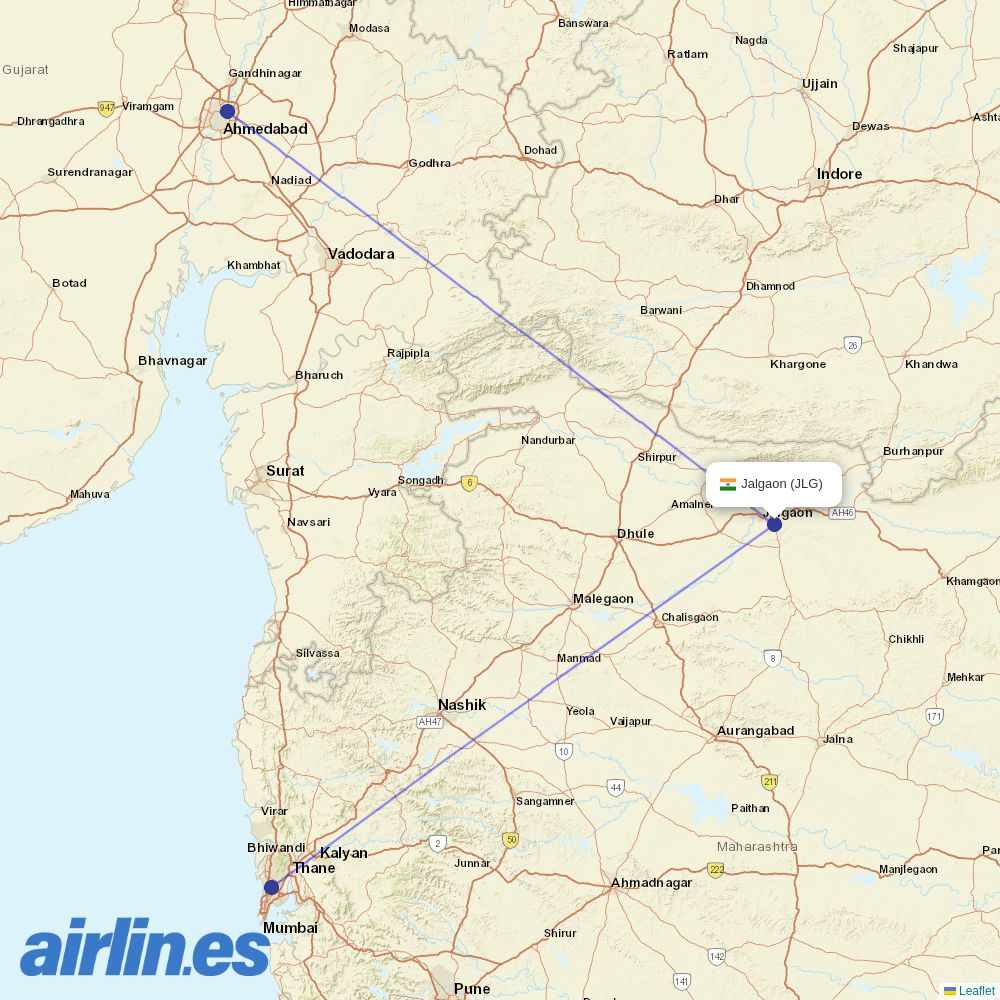 Alliance Air at JLG route map
