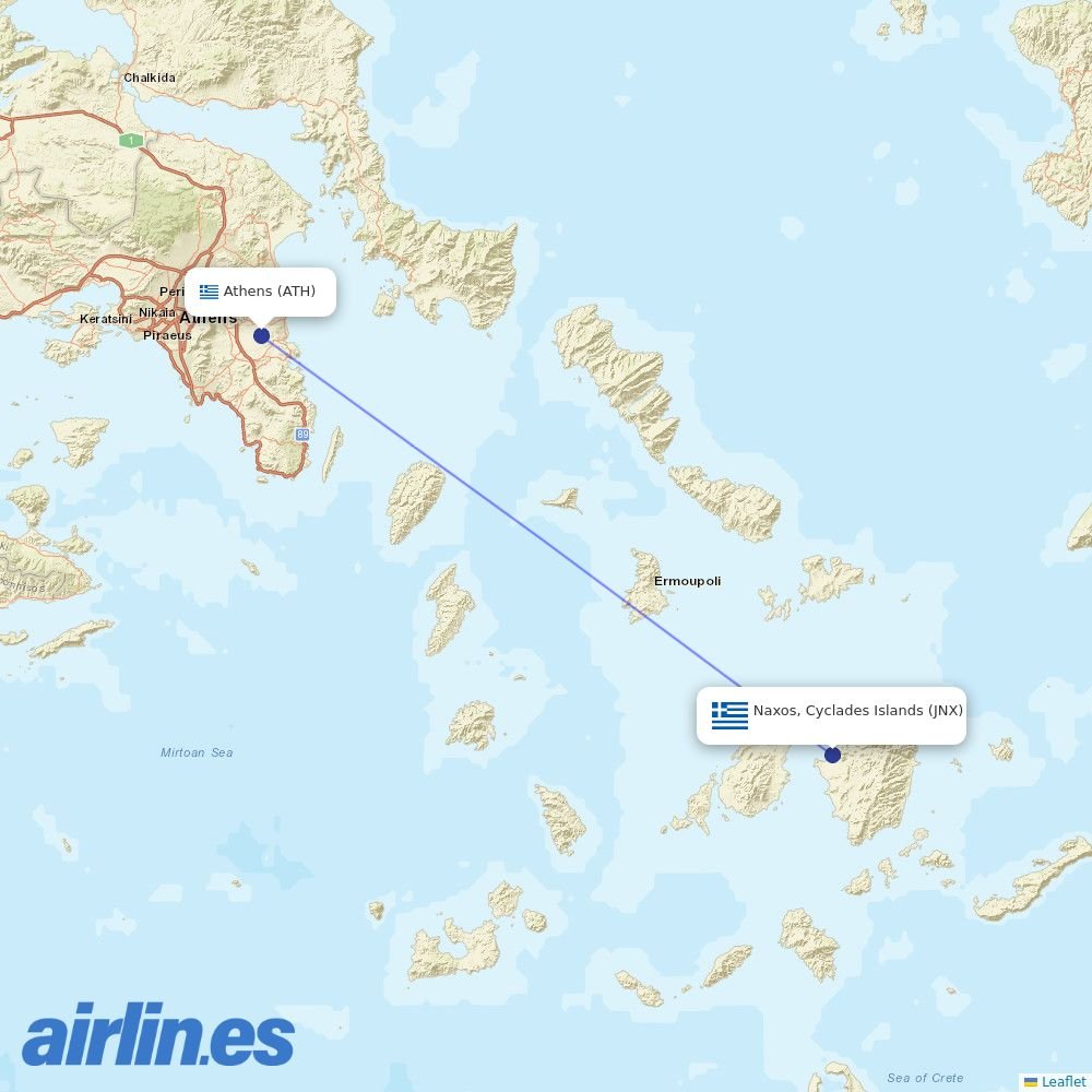 Olympic Air at JNX route map