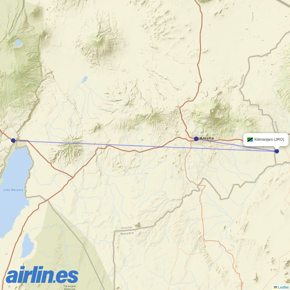 Regional Air at JRO route map