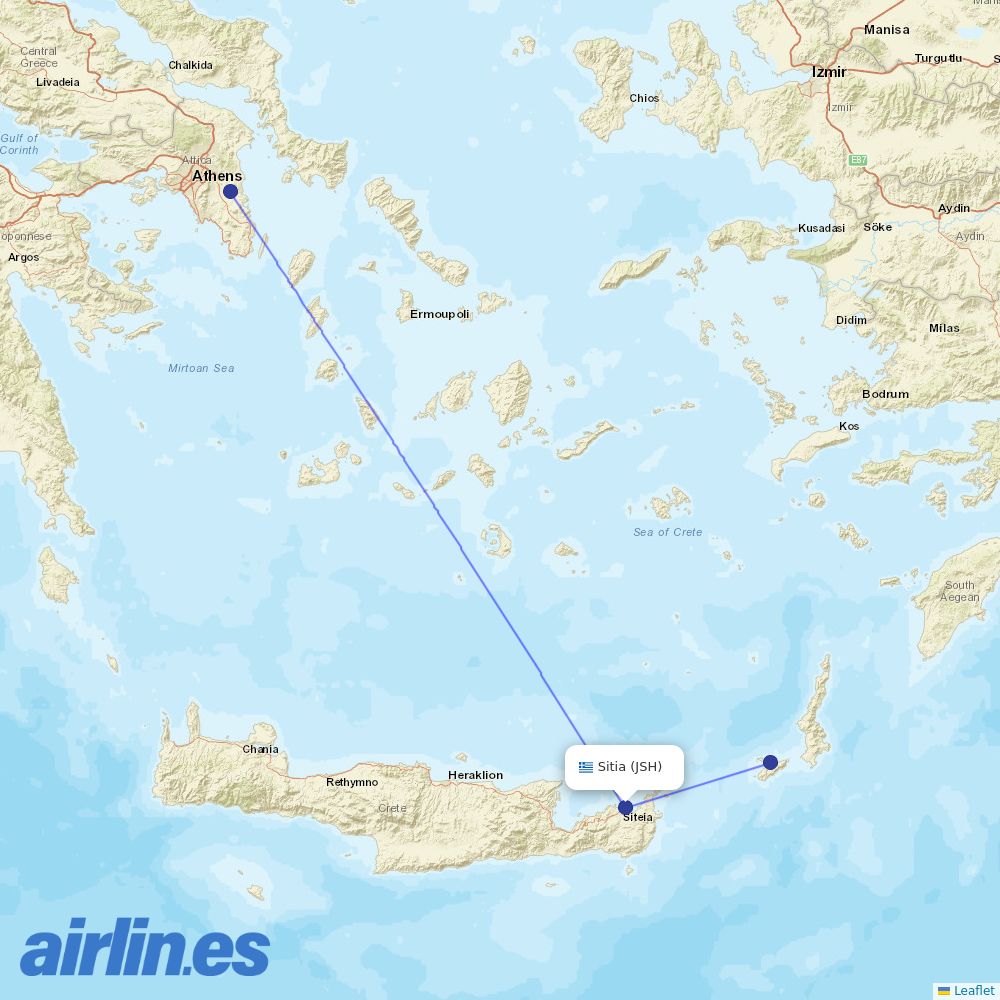 Olympic Air from Sitia destination map