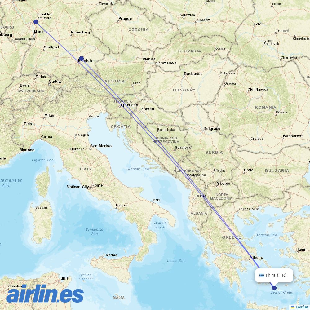 Discover Airlines at JTR route map