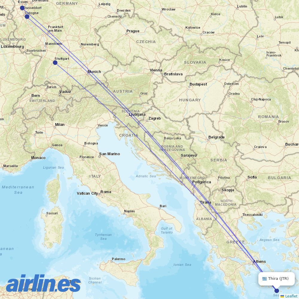 Eurowings from Santorini (Thira) International Airport destination map