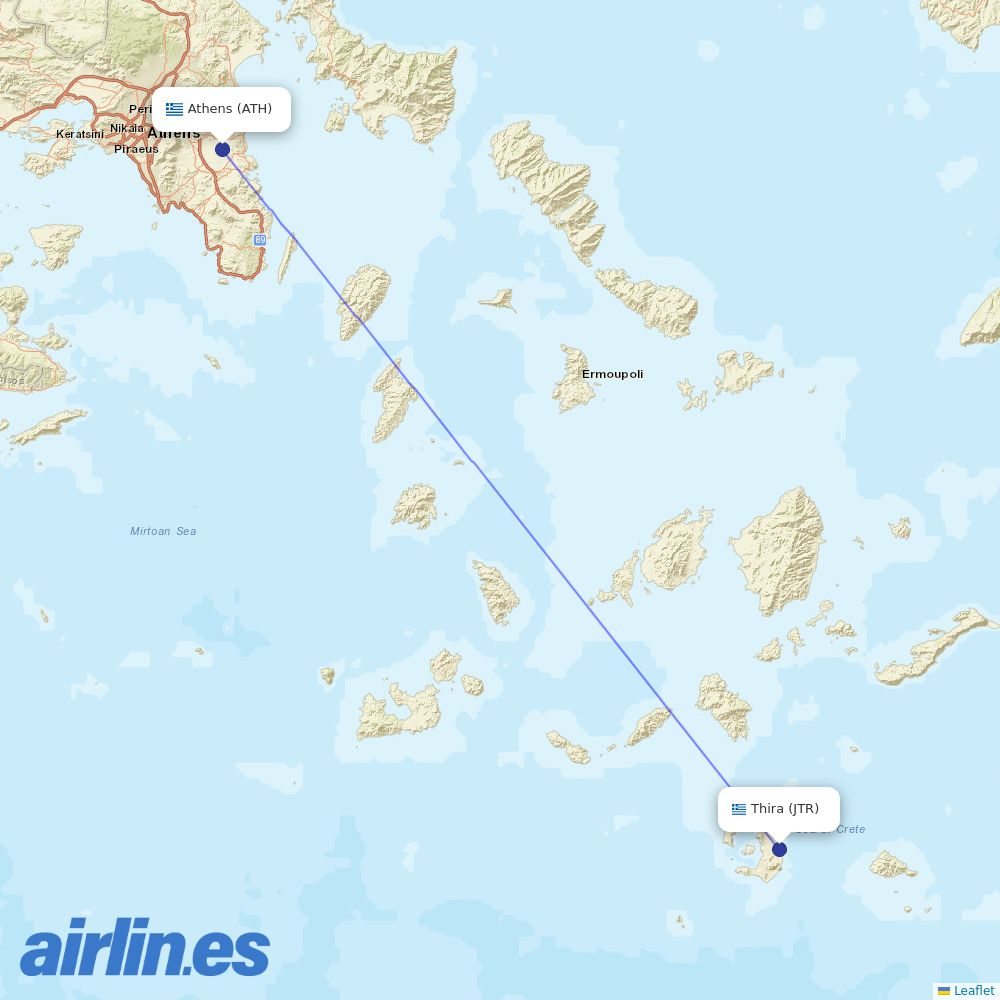 Sky Express at JTR route map