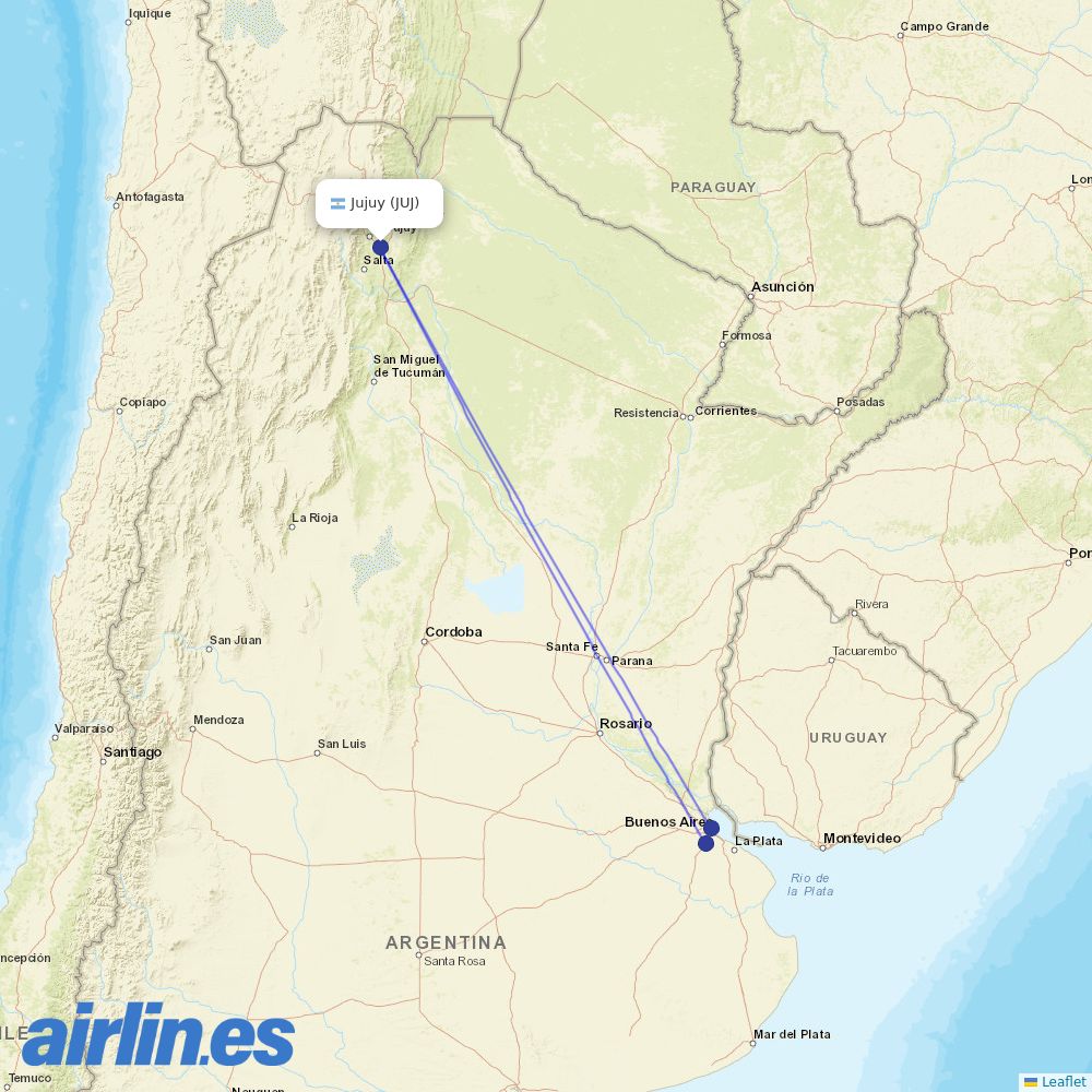 Felix Airways at JUJ route map