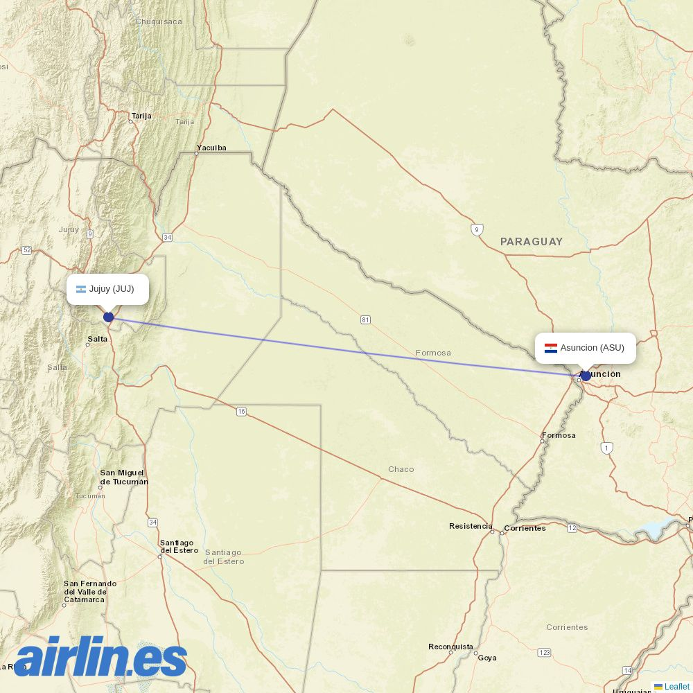 Silk Way Airlines at JUJ route map