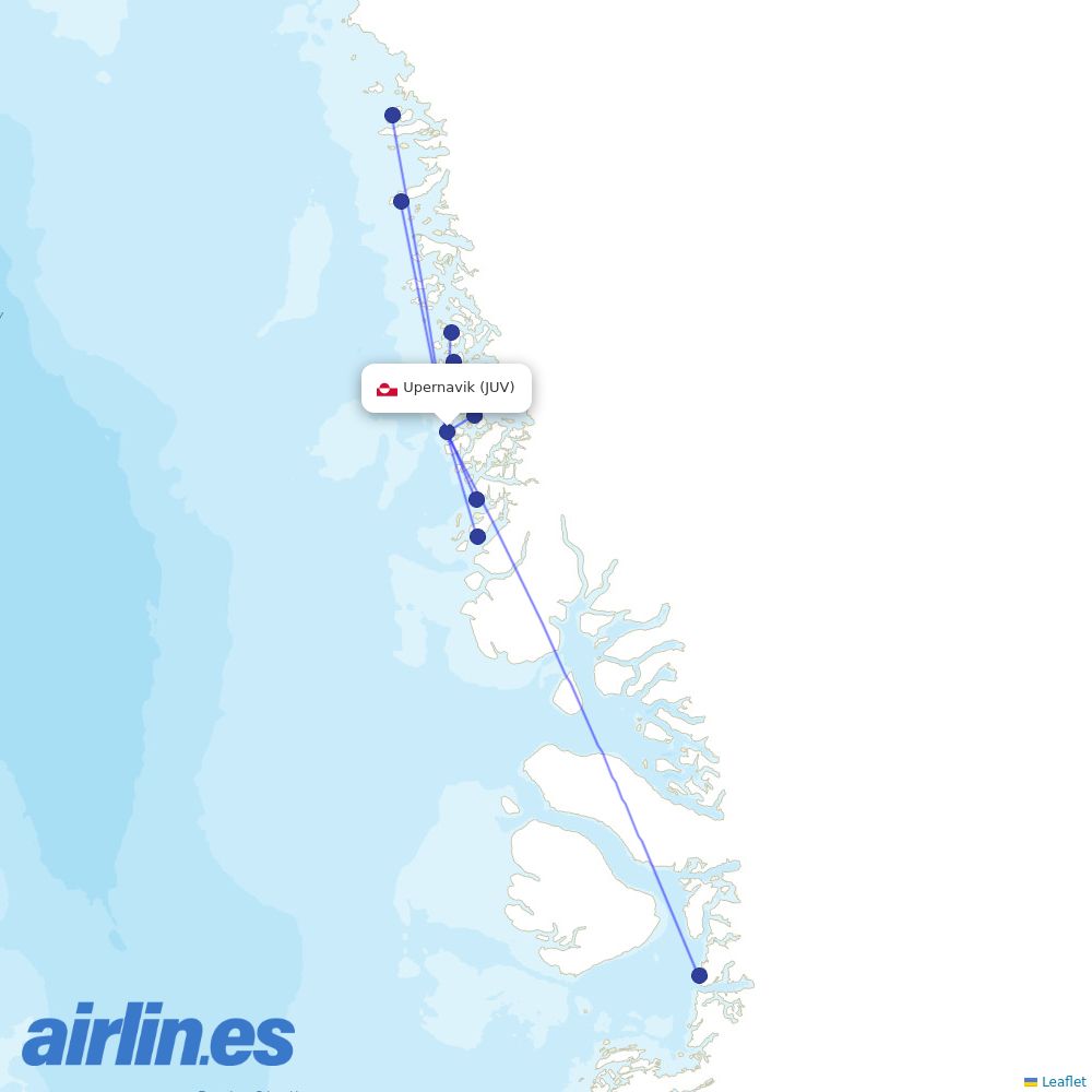 Air Greenland from Upernavik Airport destination map