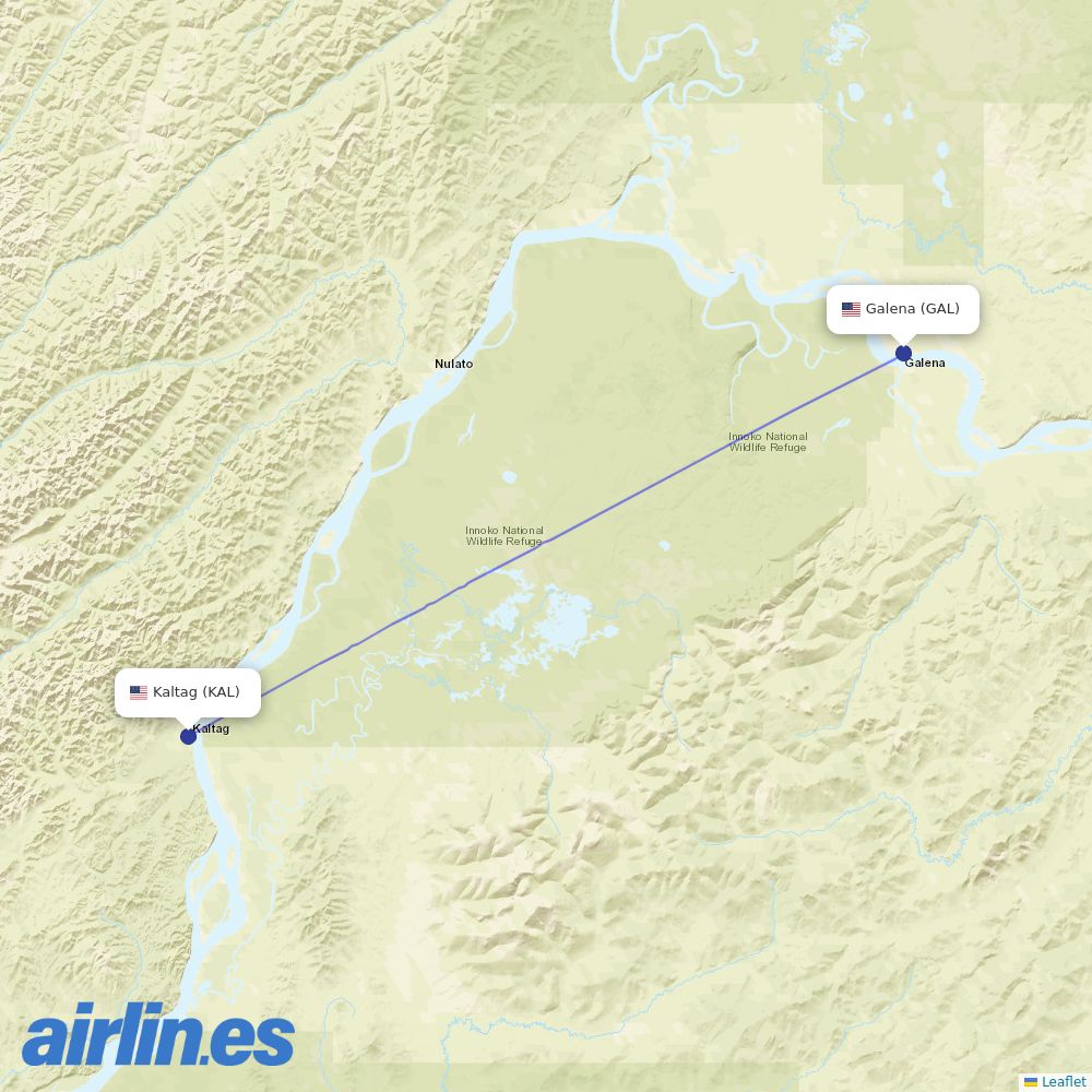 Astral Aviation from Kaltag Airport destination map