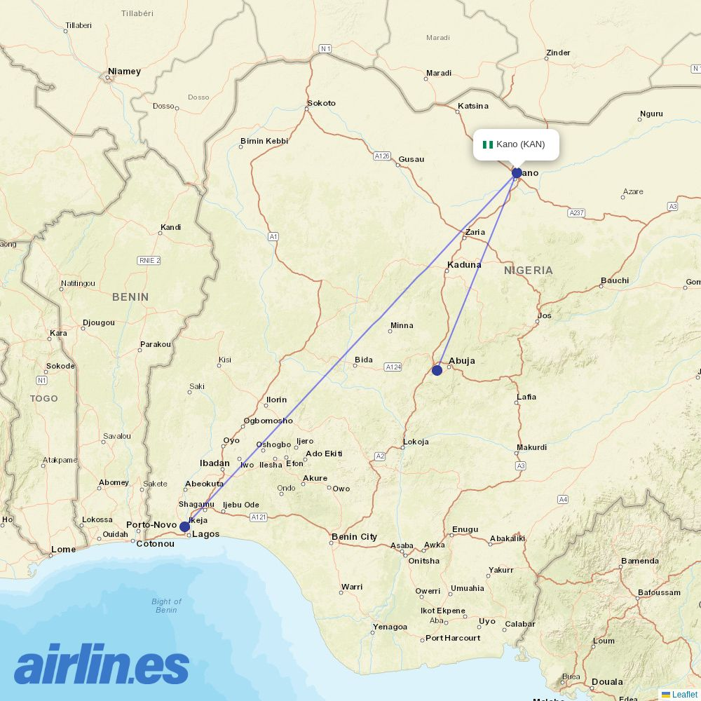 Air Peace at KAN route map
