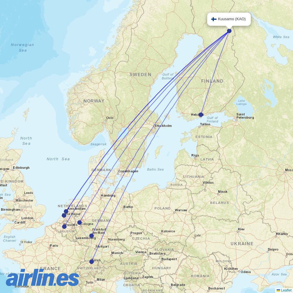 Eurowings from Kuusamo destination map
