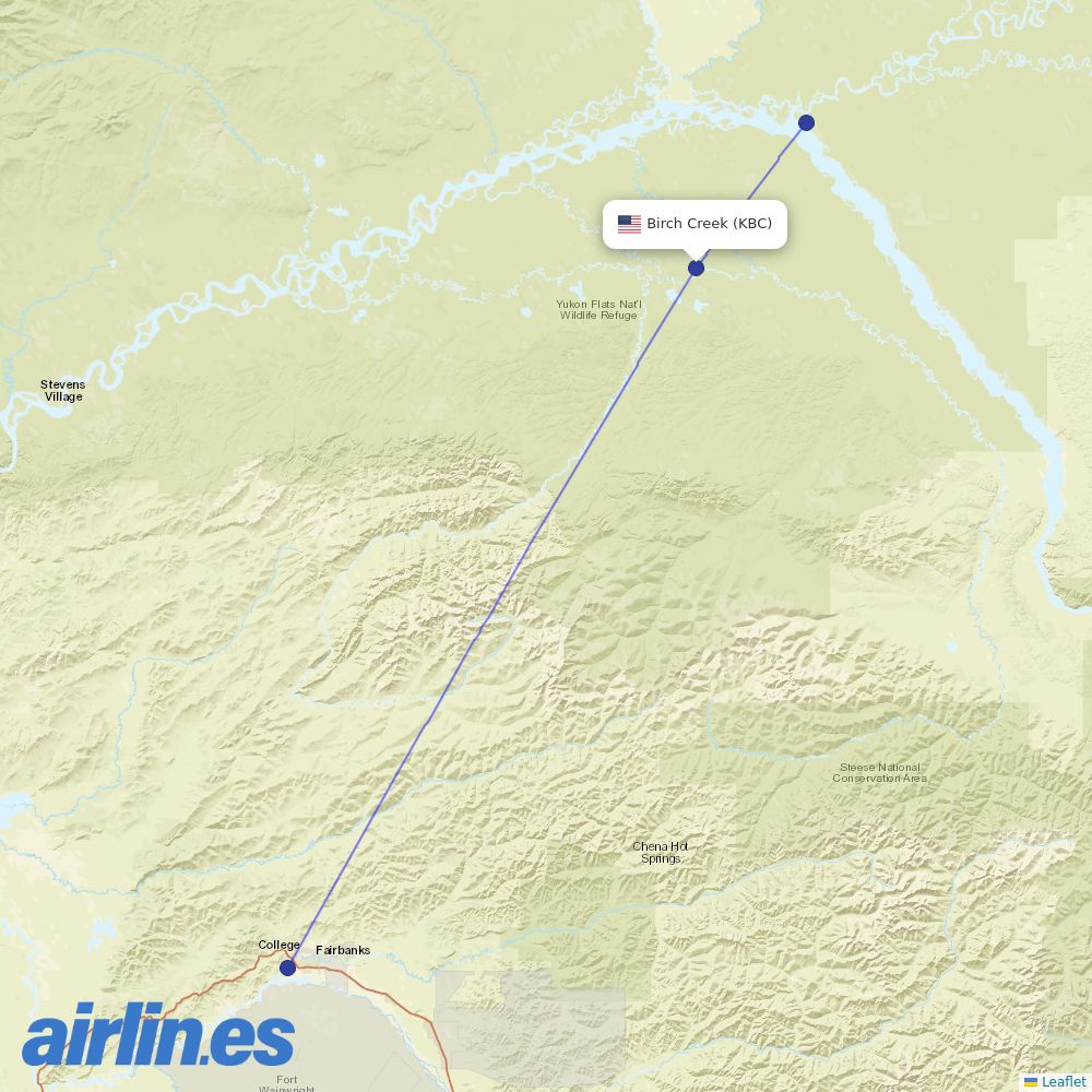 Astral Aviation from Birch Creek destination map