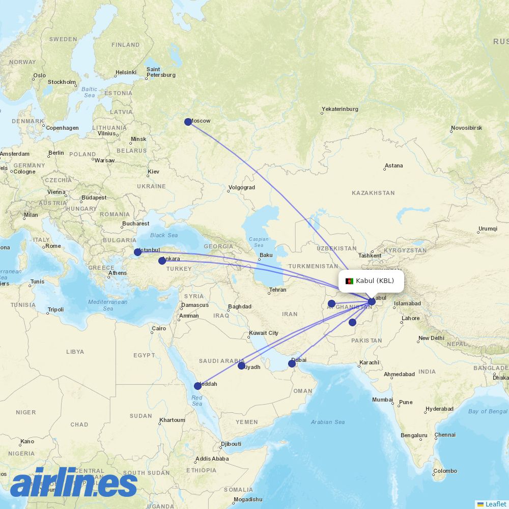 Ariana at KBL route map