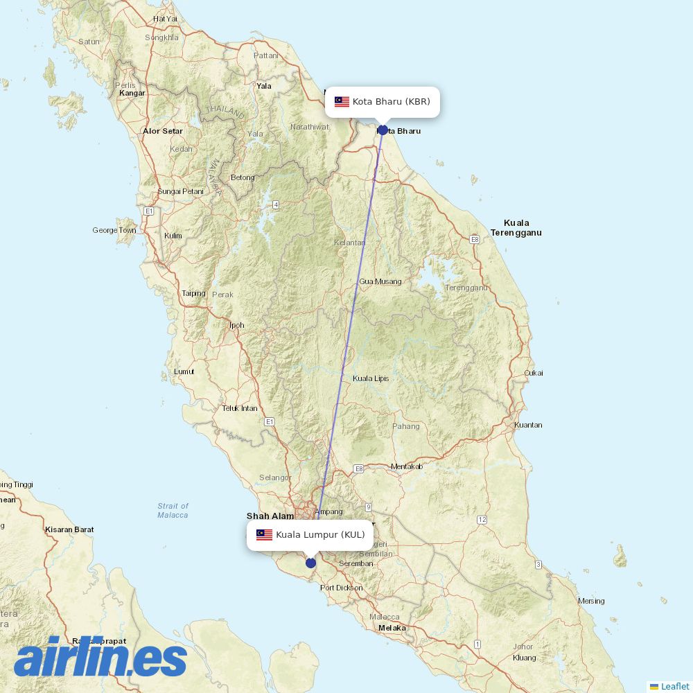 Malaysia Airlines from Sultan Ismail Petra destination map