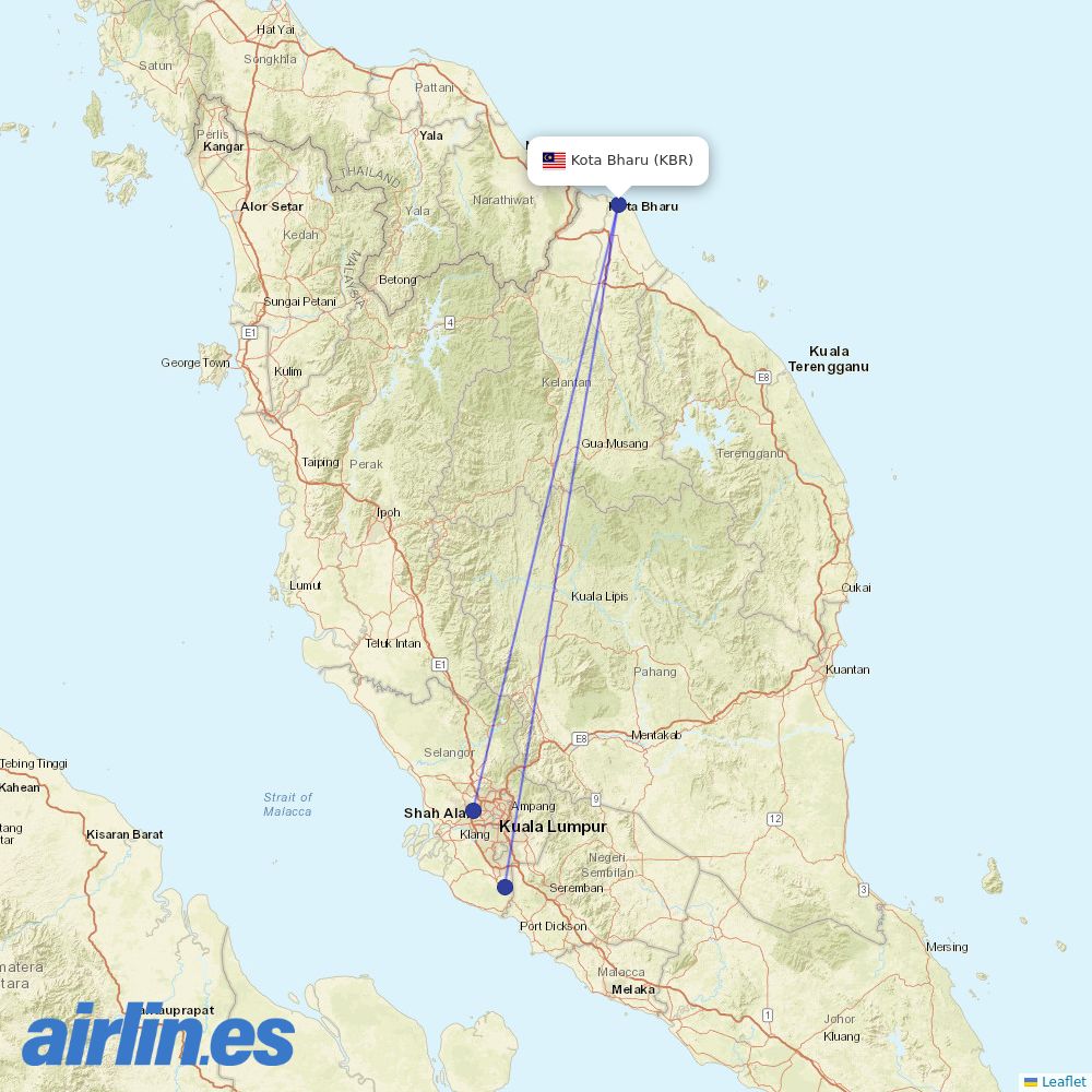 Batik Air at KBR route map